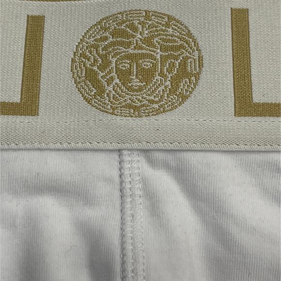 M2-19 VERSACE Men's Greca Trunks White Cotton Deadstock Size 4/30-32/S - Picture 5 of 10